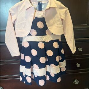 Chic Polka Dot Kids Dress with Jacket